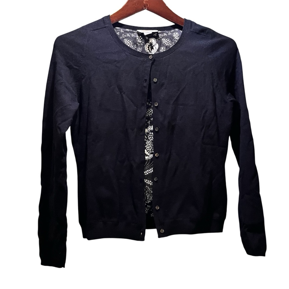 Talbots‎ Petites Black Button Front Cardigan Silk Lining Sweater | Size P